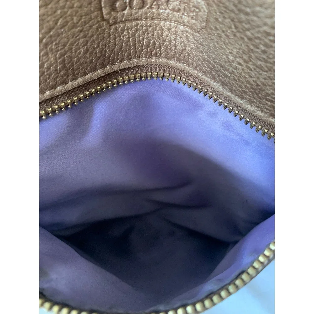 Coach Metallic Bronze Pebbled Leather Hobo Shoulder Bag Lilac Liner Brass HW#899